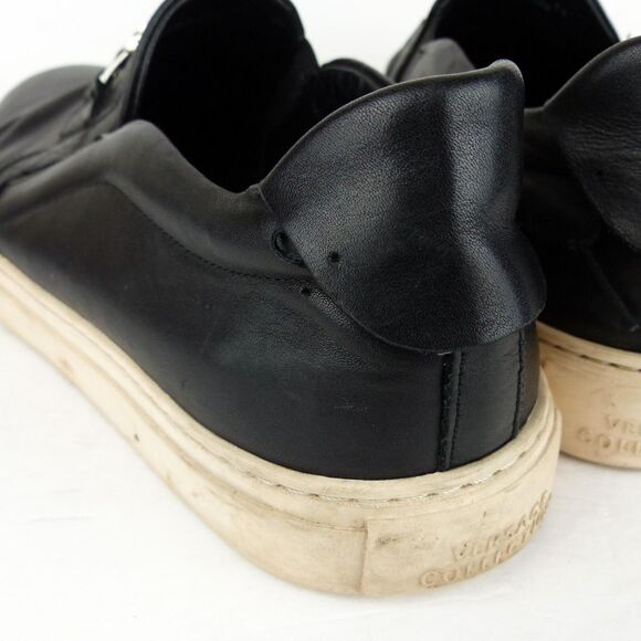 Versace Collection Loafer Sneakers Men 12, 45 Black Leather Slip On Medusa Coin - Picture 11 of 16